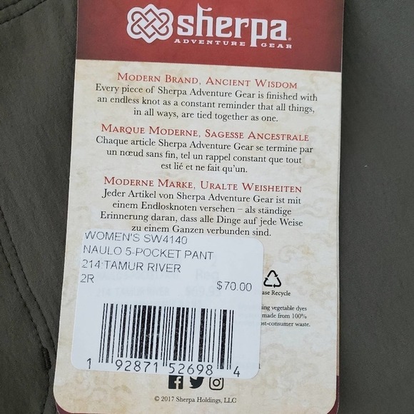 Sherpa Adventure Gear Women Naulo 5 Pocket Pant. Color: Tamur River. New. - Picture 9 of 10